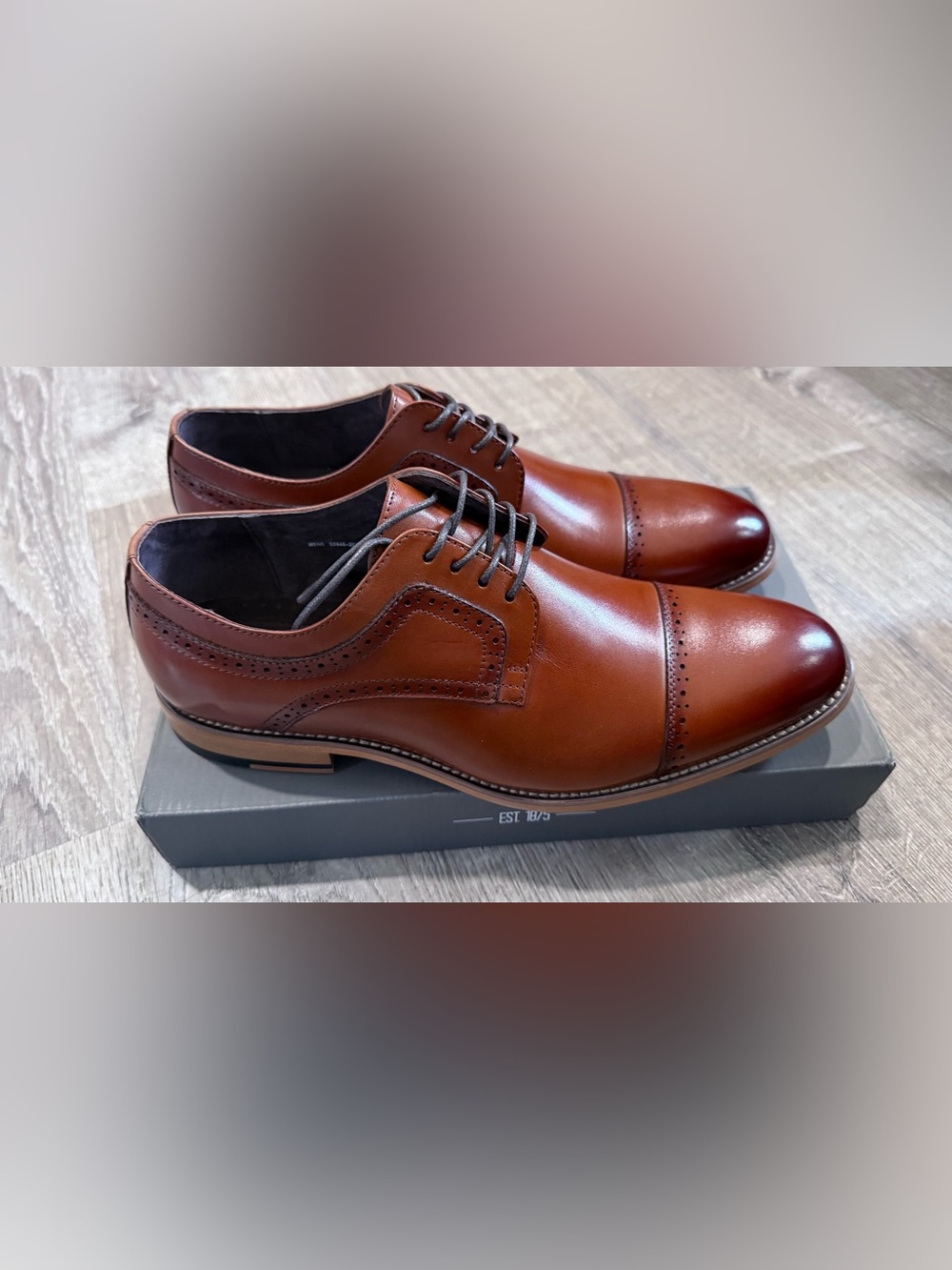 Stacy Adams Cognac Cap-Toe Derby Oxfords